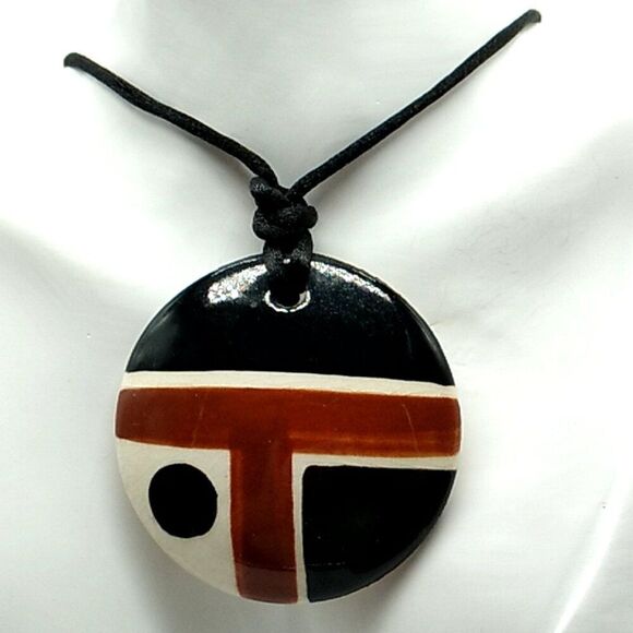 Fashion Jewelry Jewelry - Ceramic Choker Necklace on Black Cord 13.5"